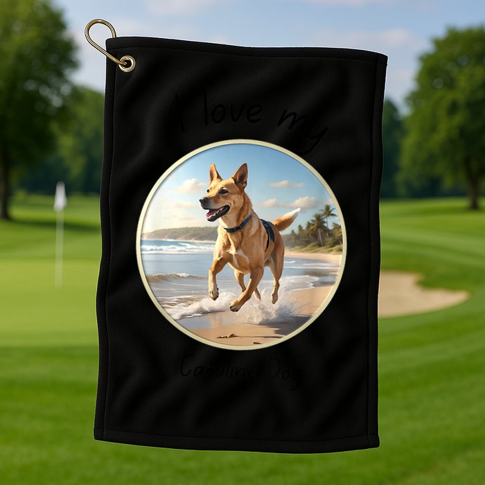 Carolina Dog Matter Dog Running On Beach Golf Towel