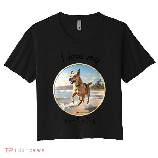 Carolina Dog Matter Dog Running On Beach Crop Top