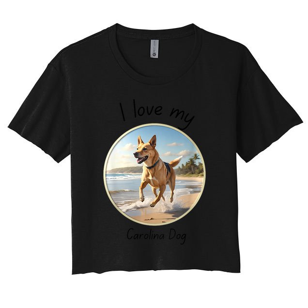 Carolina Dog Matter Dog Running On Beach Crop Top