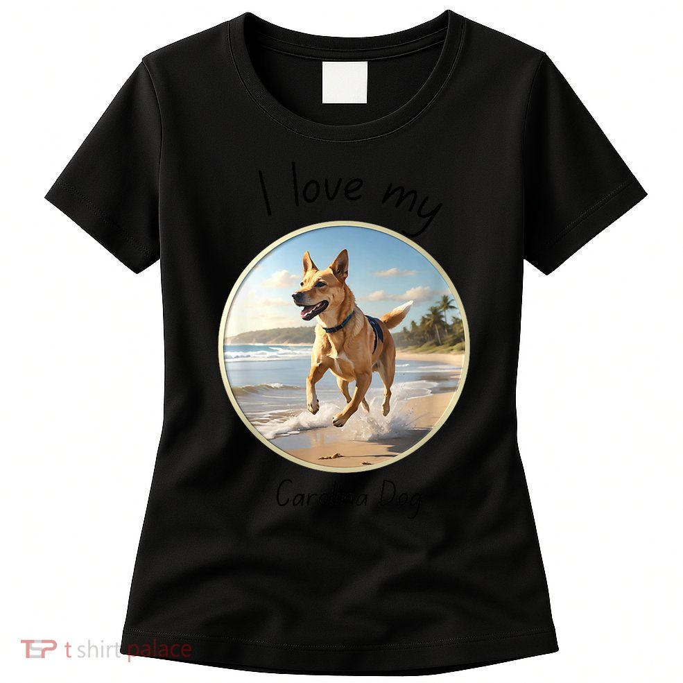 Carolina Dog Matter Dog Running On Beach Womens T-Shirt