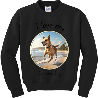Carolina Dog Matter Dog Running On Beach Kids Sweatshirt