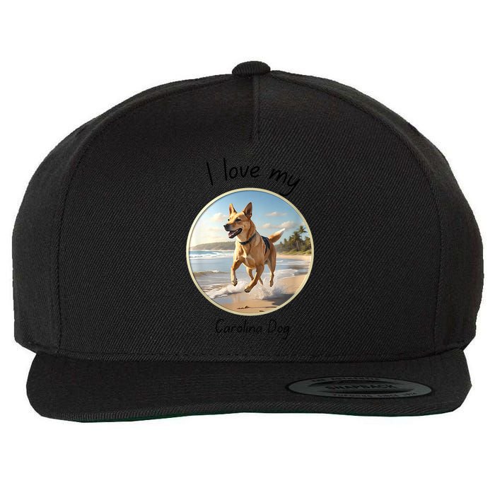 Carolina Dog Matter Dog Running On Beach Wool Snapback Cap