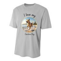 Carolina Dog Matter Dog Running On Beach Youth Performance Sprint T-Shirt