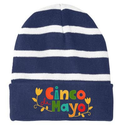 Cinco De Mayo Celebration Striped Beanie with Solid Band