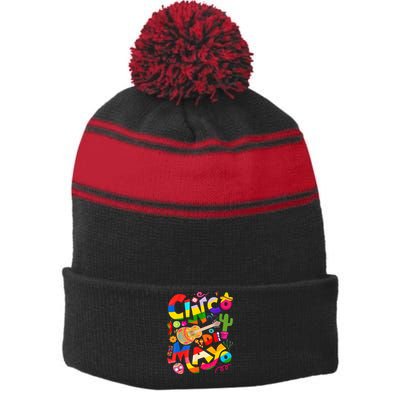 Cinco De Mayo Lets Fiesta Squad 5 De Mayo Mexican Fiesta Stripe Pom Pom Beanie