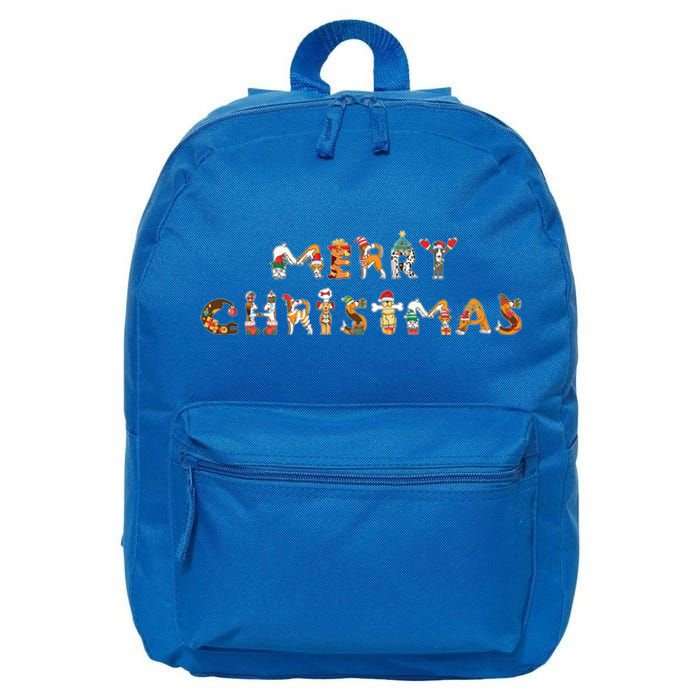 Cute Dogs Merry Christmas Funny Pets Xmas Merry Christmas Cute Gift 16 in Basic Backpack