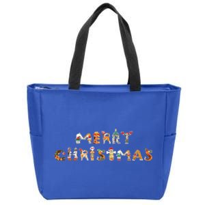 Cute Dogs Merry Christmas Funny Pets Xmas Merry Christmas Cute Gift Zip Tote Bag