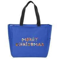 Cute Dogs Merry Christmas Funny Pets Xmas Merry Christmas Cute Gift Zip Tote Bag