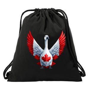 Canada Day Maple Leaf Bird Drawstring Bag