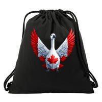 Canada Day Maple Leaf Bird Drawstring Bag