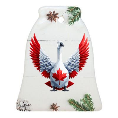 Canada Day Maple Leaf Bird Ceramic Bell Ornament