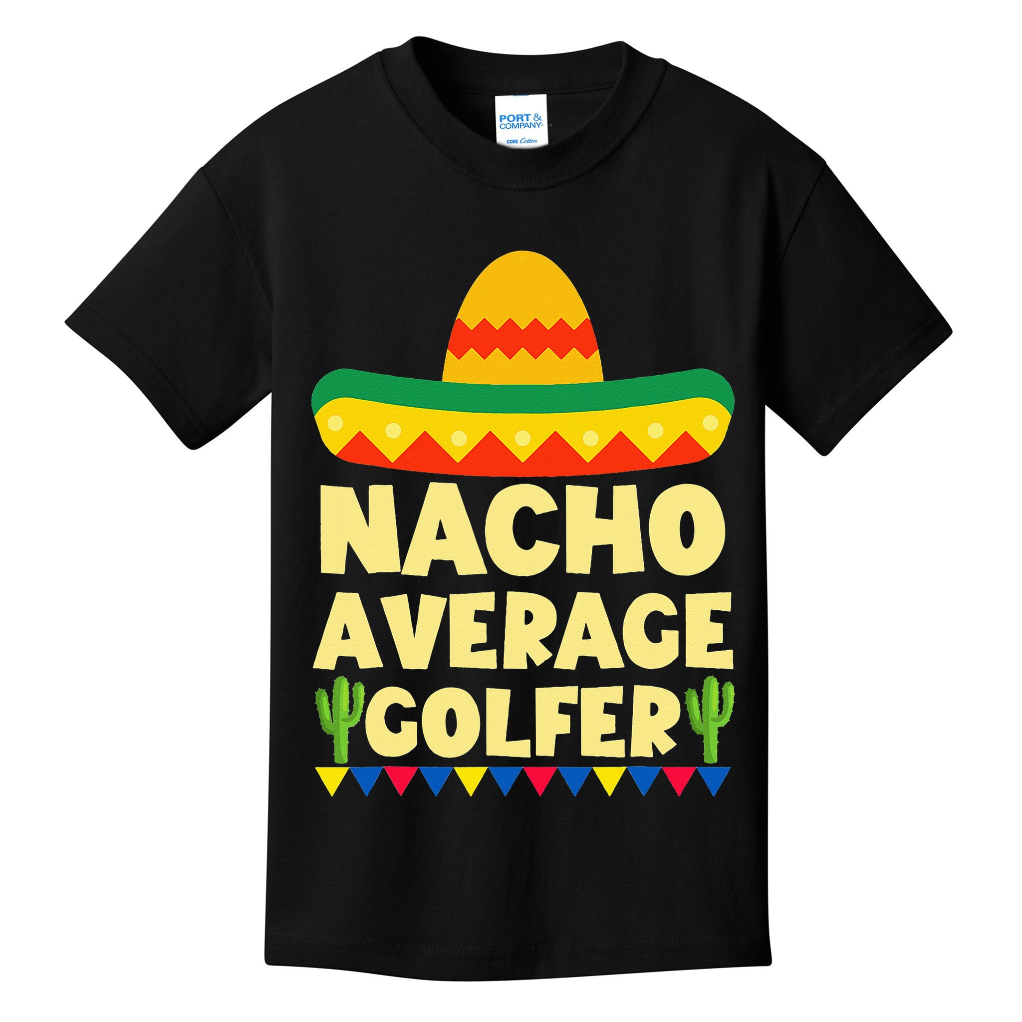 Cinco De Mayo Mexican Golf Nacho Average Golfer Kids T-Shirt