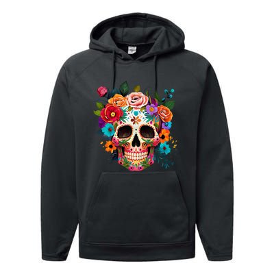 Cinco De Mayo Sugar Skull Day Of The Dead Mexican Fiesta Performance Fleece Hoodie