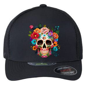 Cinco De Mayo Sugar Skull Day Of The Dead Mexican Fiesta Flexfit Unipanel Trucker Cap