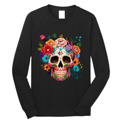 Cinco De Mayo Sugar Skull Day Of The Dead Mexican Fiesta Long Sleeve Shirt