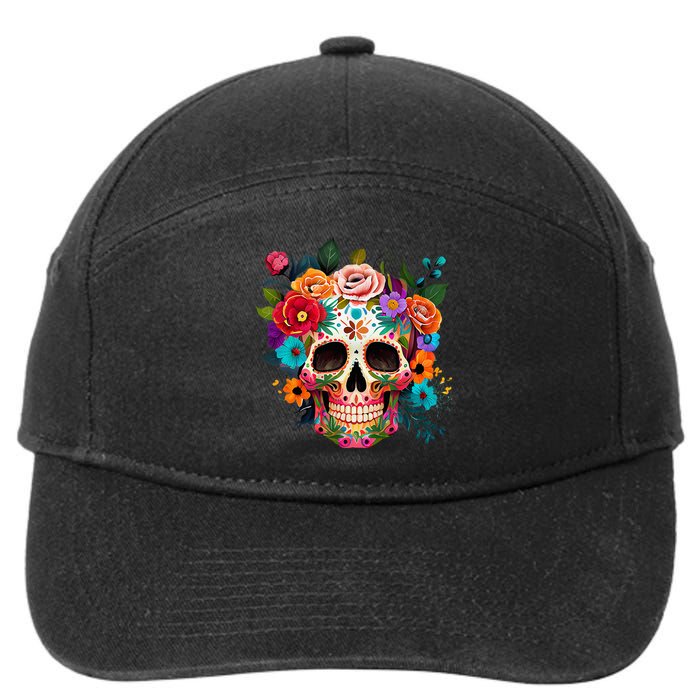 Cinco De Mayo Sugar Skull Day Of The Dead Mexican Fiesta 7-Panel Snapback Hat