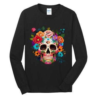 Cinco De Mayo Sugar Skull Day Of The Dead Mexican Fiesta Tall Long Sleeve T-Shirt