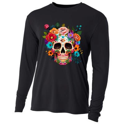 Cinco De Mayo Sugar Skull Day Of The Dead Mexican Fiesta Cooling Performance Long Sleeve Crew