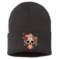 Cinco De Mayo Sugar Skull Day Of The Dead Mexican Fiesta Sustainable Knit Beanie