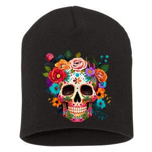 Cinco De Mayo Sugar Skull Day Of The Dead Mexican Fiesta Short Acrylic Beanie