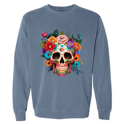 Cinco De Mayo Sugar Skull Day Of The Dead Mexican Fiesta Garment-Dyed Sweatshirt