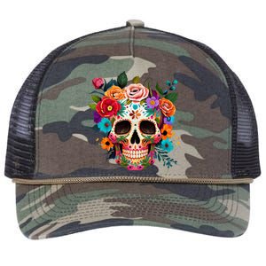 Cinco De Mayo Sugar Skull Day Of The Dead Mexican Fiesta Retro Rope Trucker Hat Cap