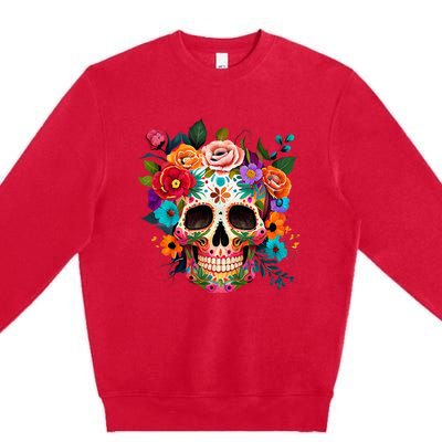 Cinco De Mayo Sugar Skull Day Of The Dead Mexican Fiesta Premium Crewneck Sweatshirt