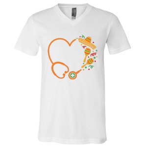 Cinco De Mayo Stethoscope Mexican Nurse V-Neck T-Shirt