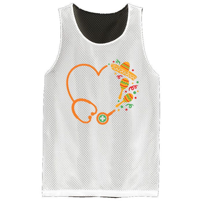 Cinco De Mayo Stethoscope Mexican Nurse Mesh Reversible Basketball Jersey Tank