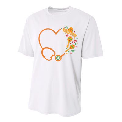 Cinco De Mayo Stethoscope Mexican Nurse Performance Sprint T-Shirt