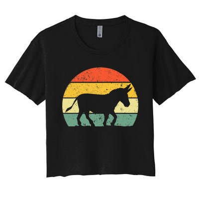 Cool Donkey Mule Horse Animal Lover Jackass Women's Crop Top Tee