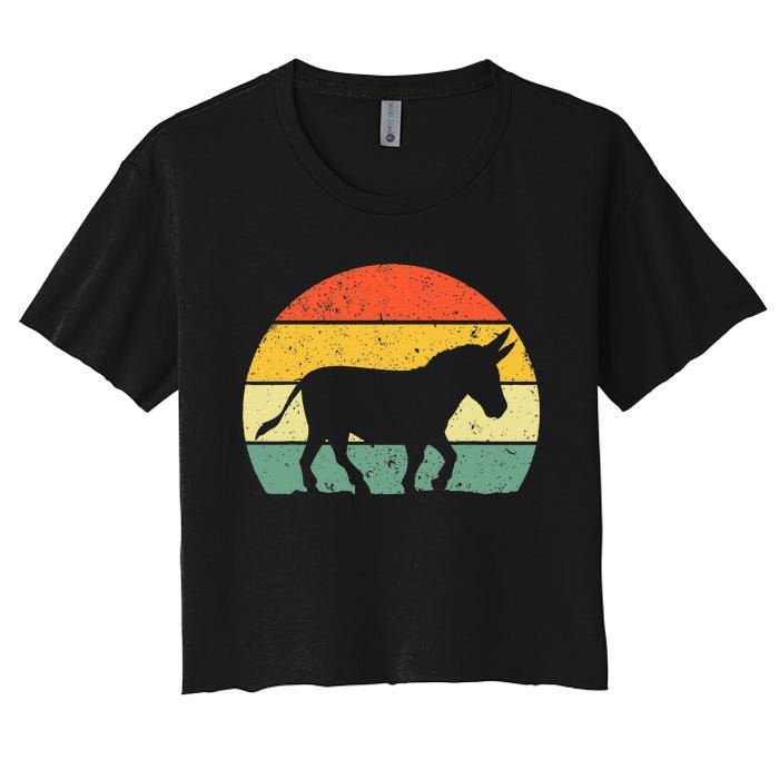 Cool Donkey Mule Horse Animal Lover Jackass Women's Crop Top Tee