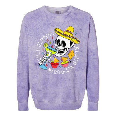 Chip Dippin & Margarita Sippin Sugar Skull Cinco De Mayo Colorblast Crewneck Sweatshirt