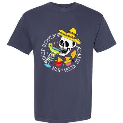 Chip Dippin & Margarita Sippin Sugar Skull Cinco De Mayo Garment-Dyed Heavyweight T-Shirt