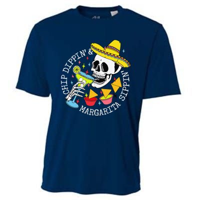 Chip Dippin & Margarita Sippin Sugar Skull Cinco De Mayo Cooling Performance Crew T-Shirt