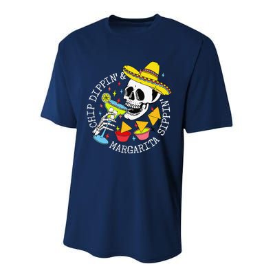 Chip Dippin & Margarita Sippin Sugar Skull Cinco De Mayo Performance Sprint T-Shirt