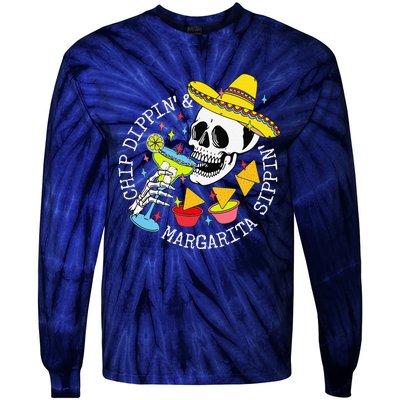 Chip Dippin & Margarita Sippin Sugar Skull Cinco De Mayo Tie-Dye Long Sleeve Shirt