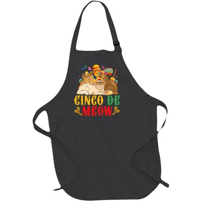 Cinco De Mayo Lets Fiesta Cinco De Meow Cats Kitty Kitten Full-Length Apron With Pockets