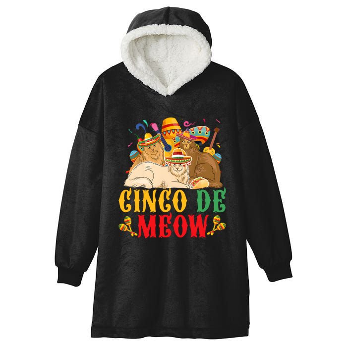 Cinco De Mayo Lets Fiesta Cinco De Meow Cats Kitty Kitten Hooded Wearable Blanket