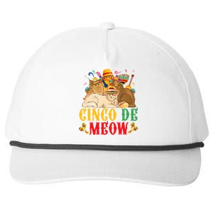 Cinco De Mayo Lets Fiesta Cinco De Meow Cats Kitty Kitten Snapback Five-Panel Rope Hat