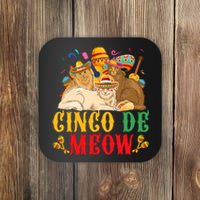 Cinco De Mayo Lets Fiesta Cinco De Meow Cats Kitty Kitten Coaster