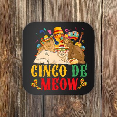 Cinco De Mayo Lets Fiesta Cinco De Meow Cats Kitty Kitten Coaster