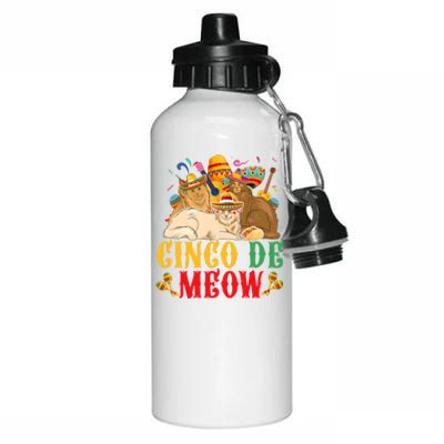 Cinco De Mayo Lets Fiesta Cinco De Meow Cats Kitty Kitten Aluminum Water Bottle