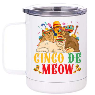 Cinco De Mayo Lets Fiesta Cinco De Meow Cats Kitty Kitten 12 oz Stainless Steel Tumbler Cup