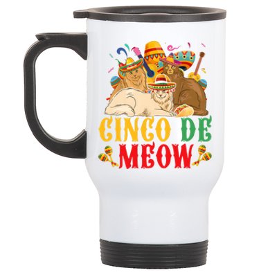 Cinco De Mayo Lets Fiesta Cinco De Meow Cats Kitty Kitten Stainless Steel Travel Mug