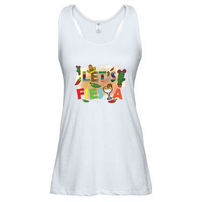 Cinco De Mayo Let's Fiesta Cactus Sombrero Hat Funny Gift Ladies Essential Flowy Tank