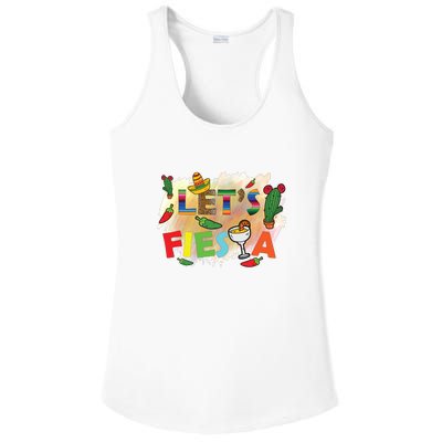 Cinco De Mayo Let's Fiesta Cactus Sombrero Hat Funny Gift Ladies PosiCharge Competitor Racerback Tank