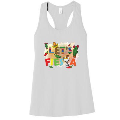 Cinco De Mayo Let's Fiesta Cactus Sombrero Hat Funny Gift Women's Racerback Tank