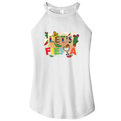 Cinco De Mayo Let's Fiesta Cactus Sombrero Hat Funny Gift Women’s Perfect Tri Rocker Tank