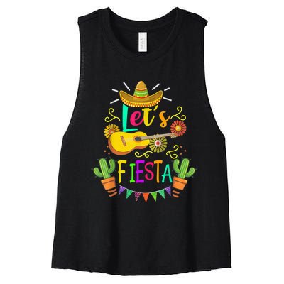 Cinco De Mayo Mexican Guitar Cactus for  Wo boy girl Women's Racerback Cropped Tank